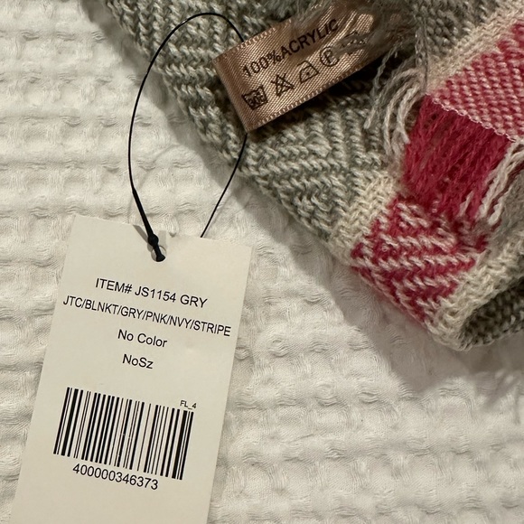 The Paper Store NWT Blanket Scarf Fringe Acrylic Lightweight - Picture 2 of 4